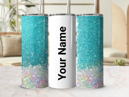 Personalized Glitter Tumbler with Custom Name Design