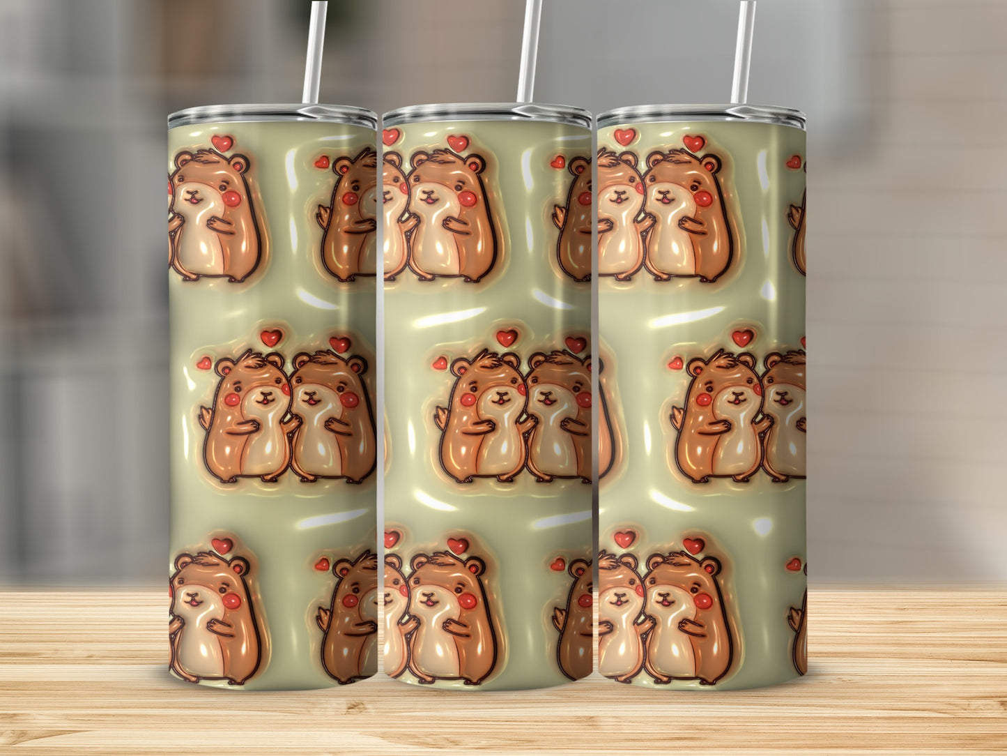 Cute Cartoon Hamster with Heart Design Tumbler Product
