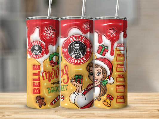 Belle Coffee Merry And Bright Holiday Design Tumbler