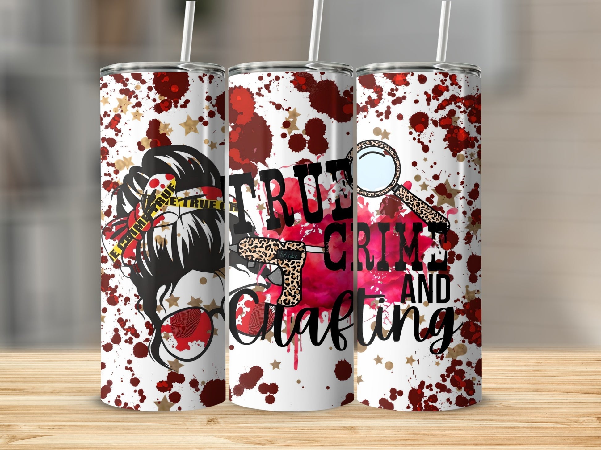 True Crime and Crafting Design Tumbler Cup