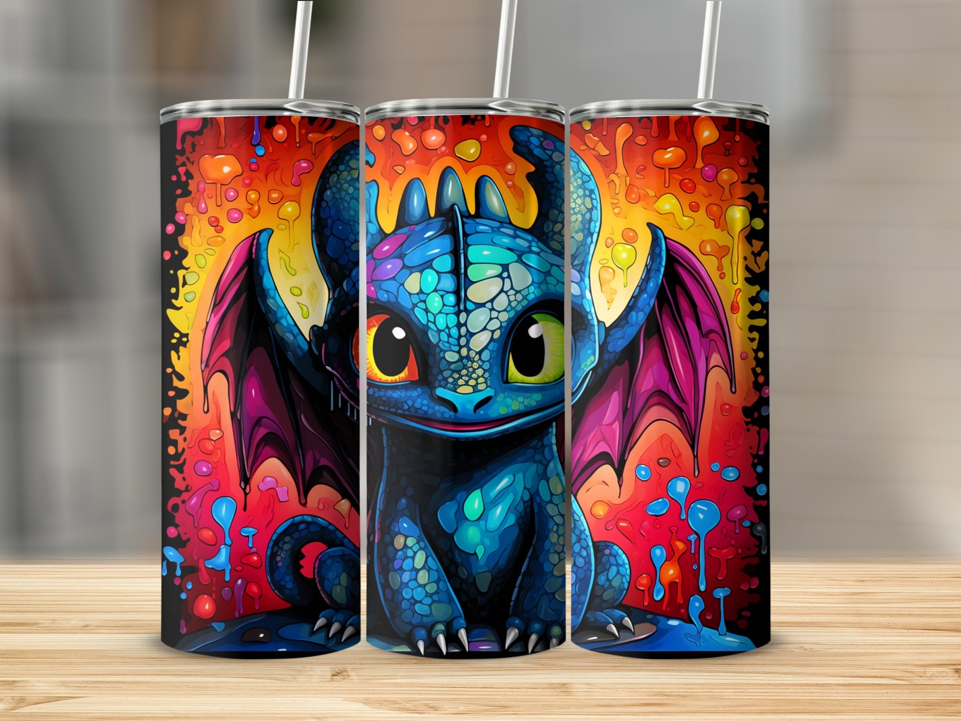 Colorful Baby Dragon Art Insulated Tumbler Cup