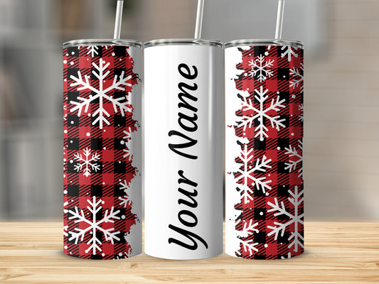 Customizable Buffalo Plaid Snowflakes Tumbler