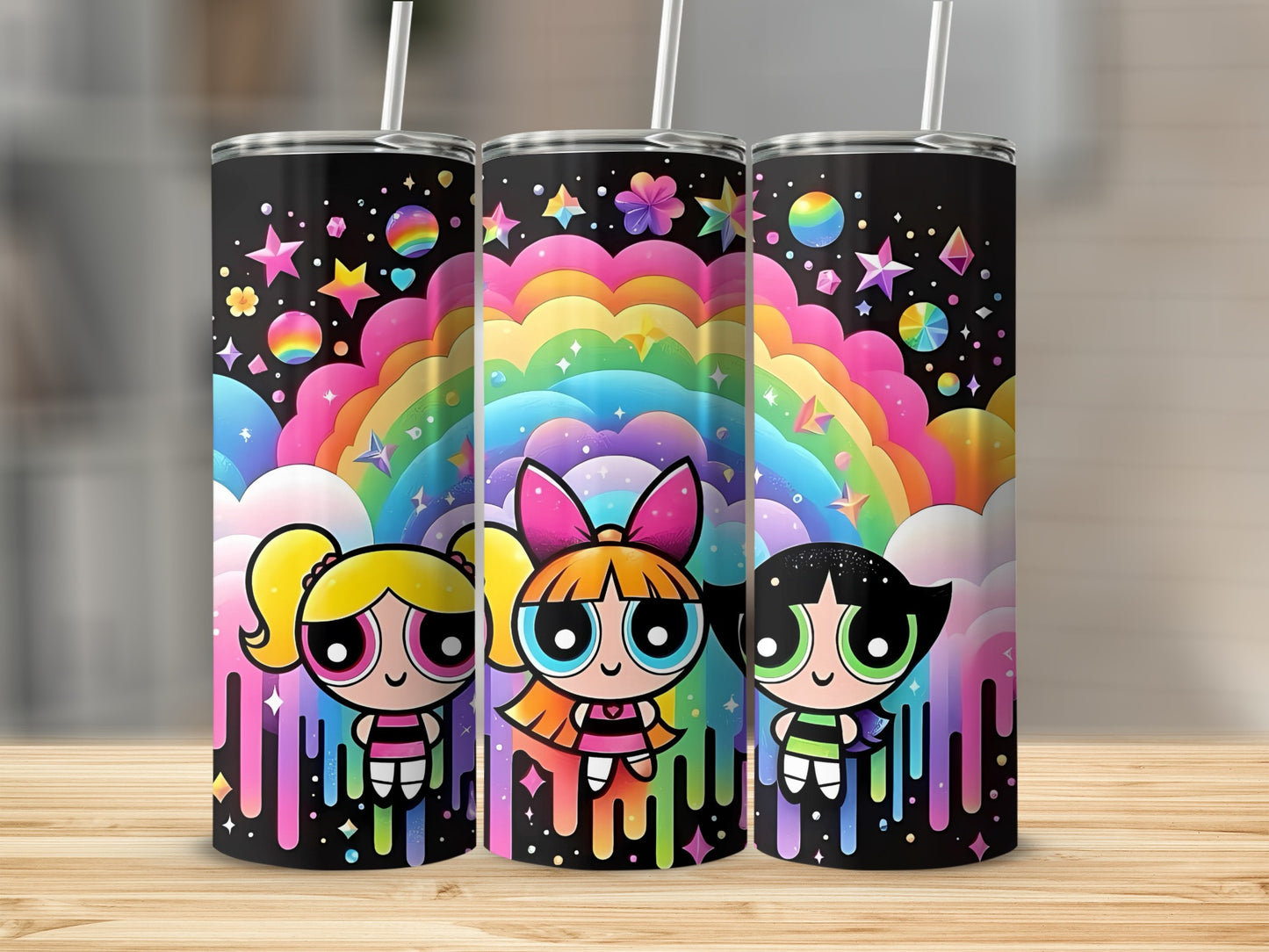 Colorful Rainbow Stars Cartoon Characters Tumbler
