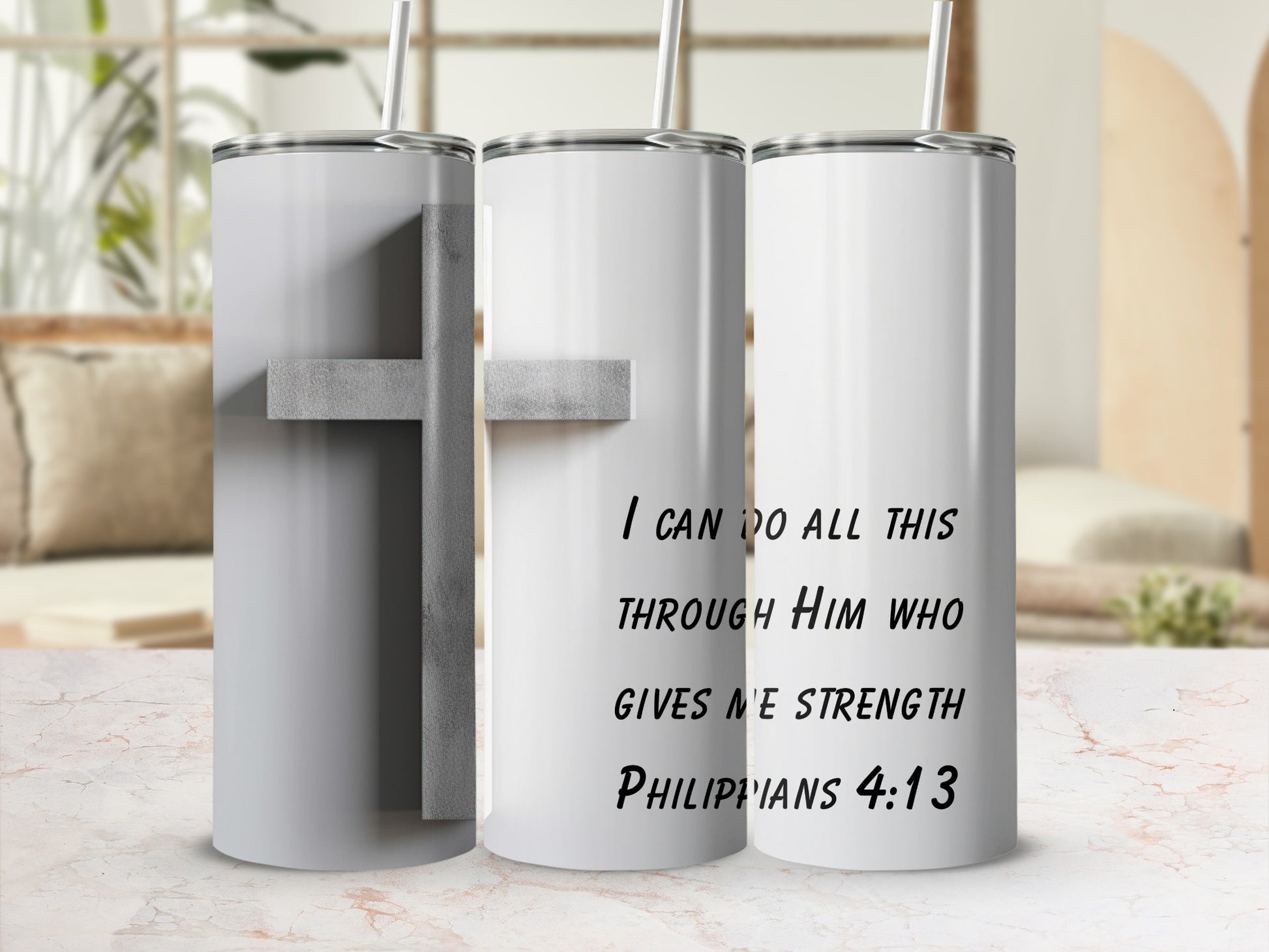 Inspirational Philippians 4:13 Cross Tumbler