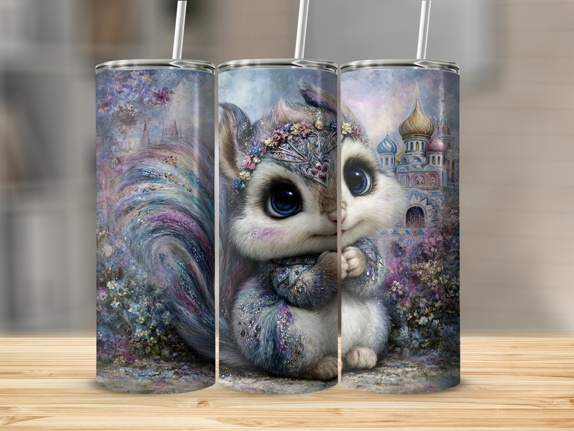 Cute Fantasy Squirrel Design on Insulated Tumbler