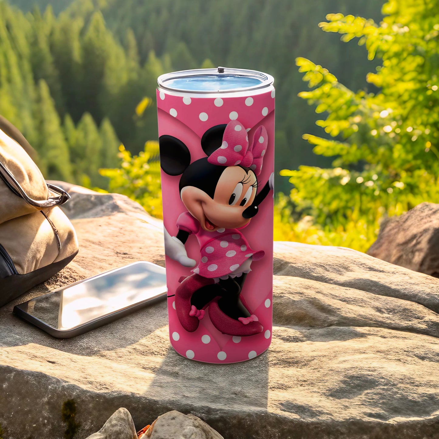 Cute Polka Dot Minnie Mouse Tumbler Travel Cup Gift