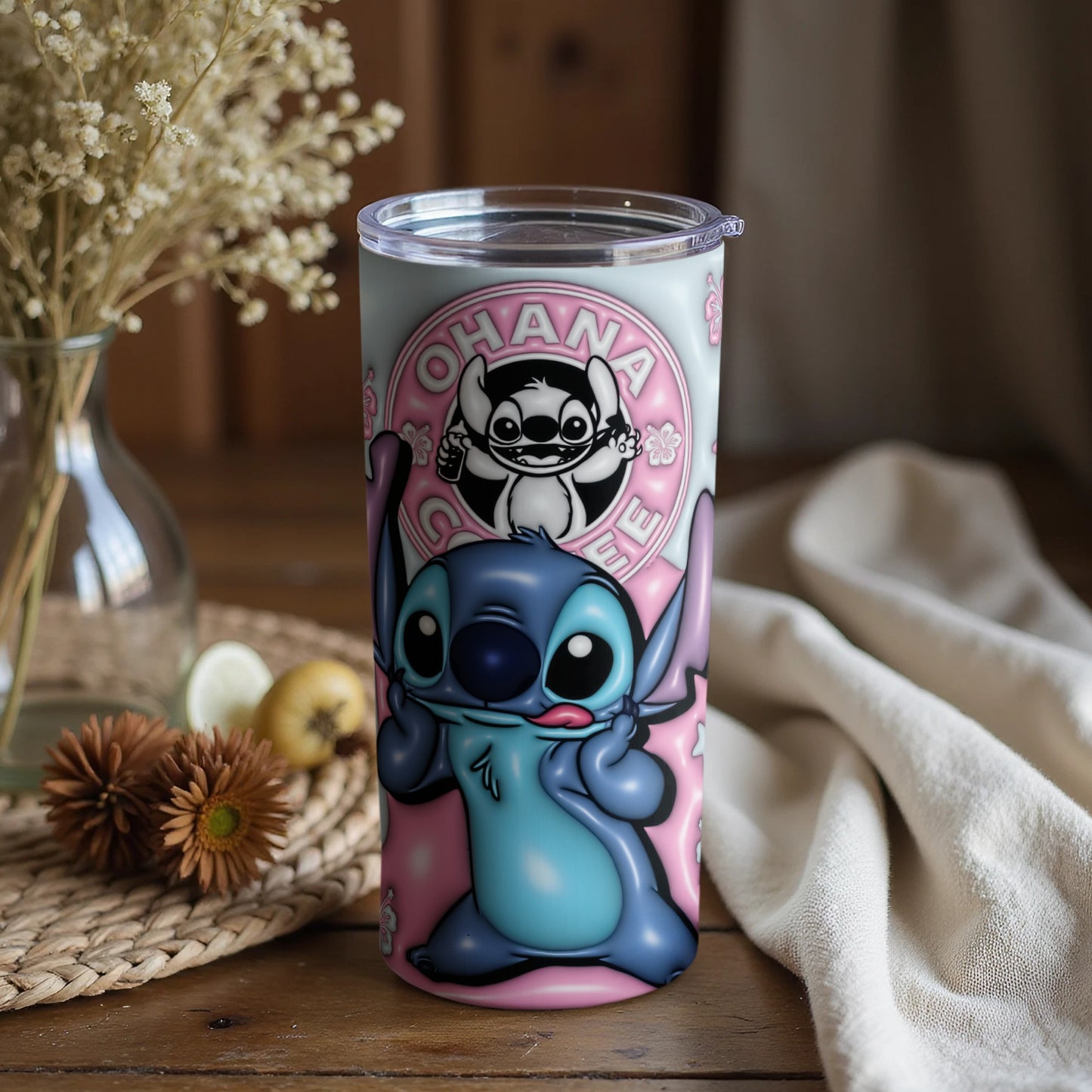 Ohana Means Family Design Tumbler With Cute Characters