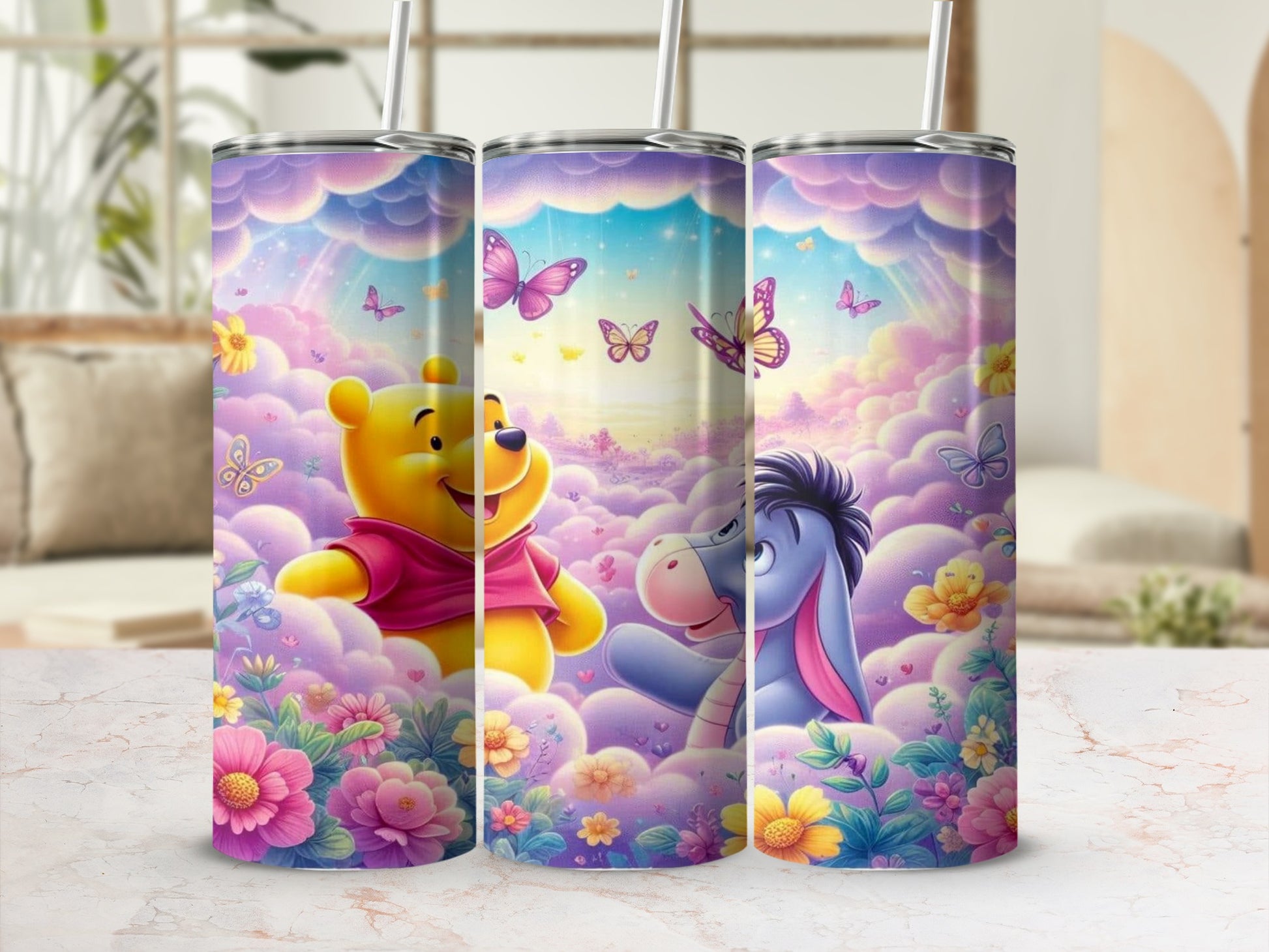 Colorful Cartoon Floral Scene Travel Tumbler Cup