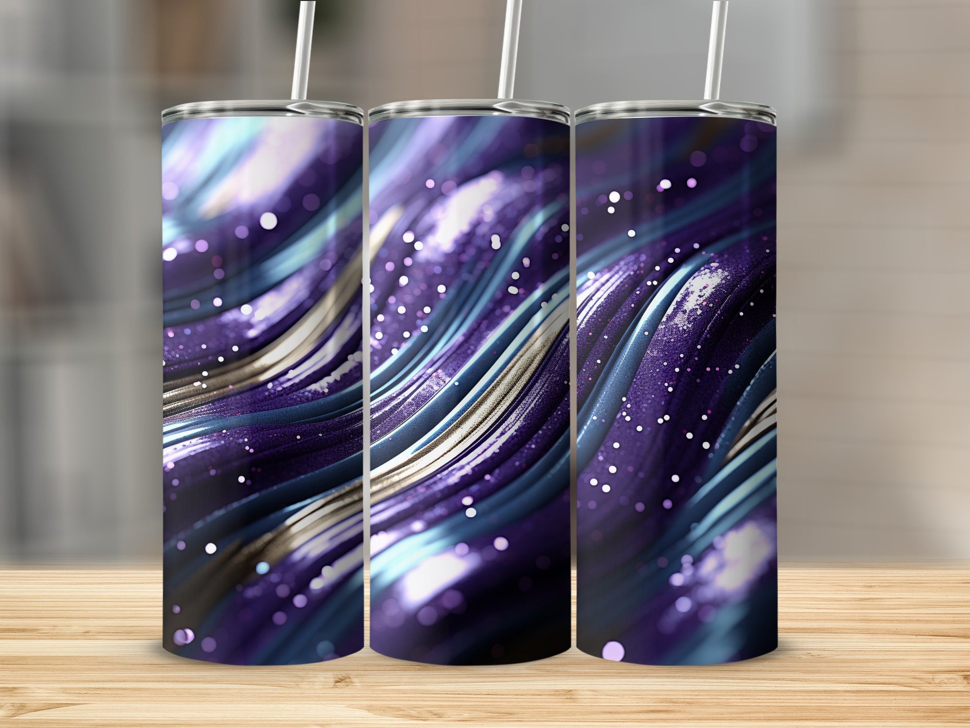 Shimmering purple blue cosmic sparkle abstract waves product type