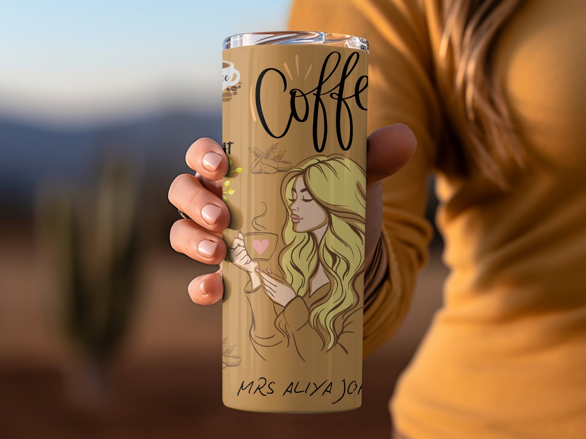 Customizable Coffee Themed Travel Tumbler Cup