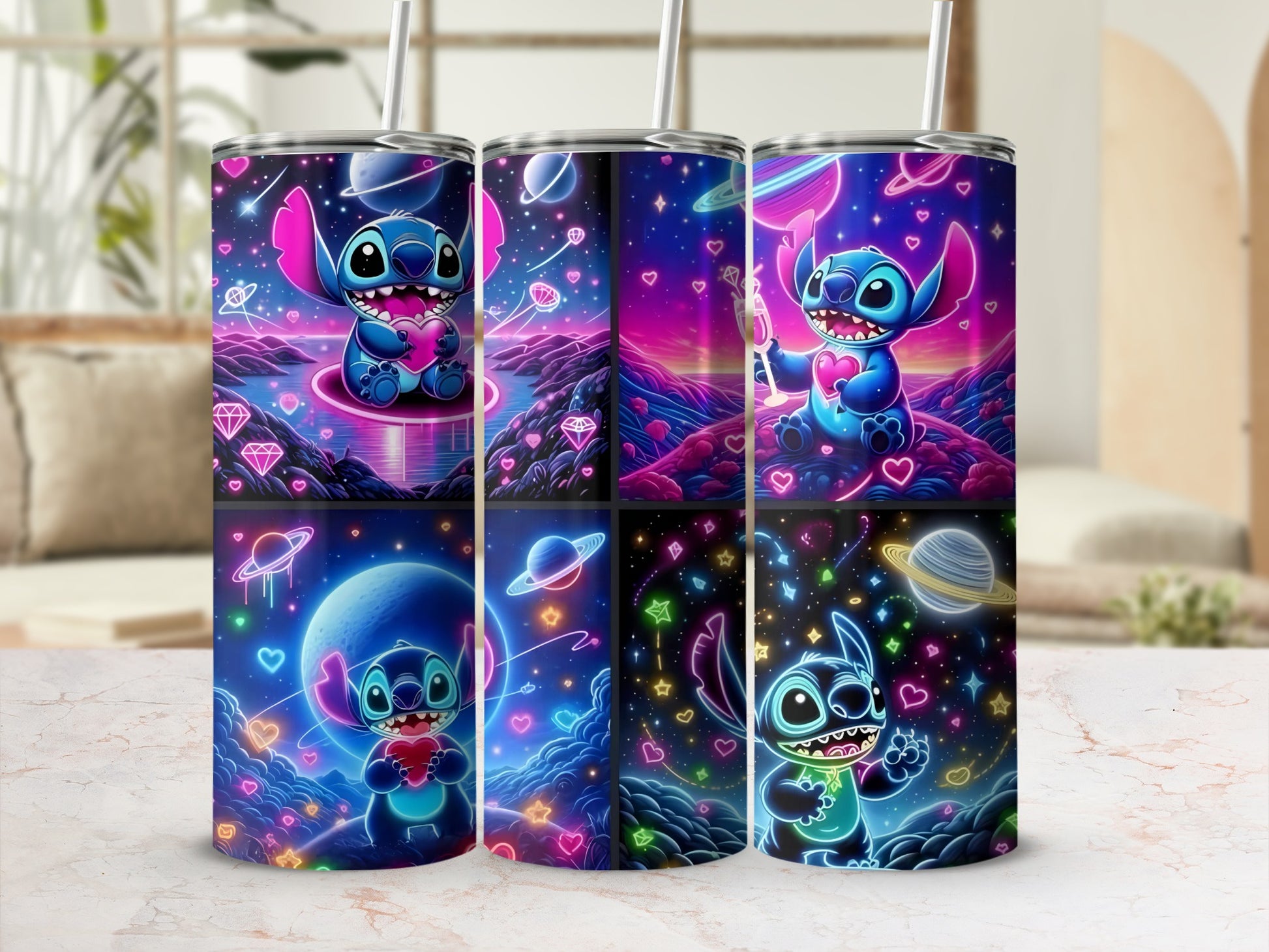Colorful Cute Alien Design Vibrant Space Theme Tumbler
