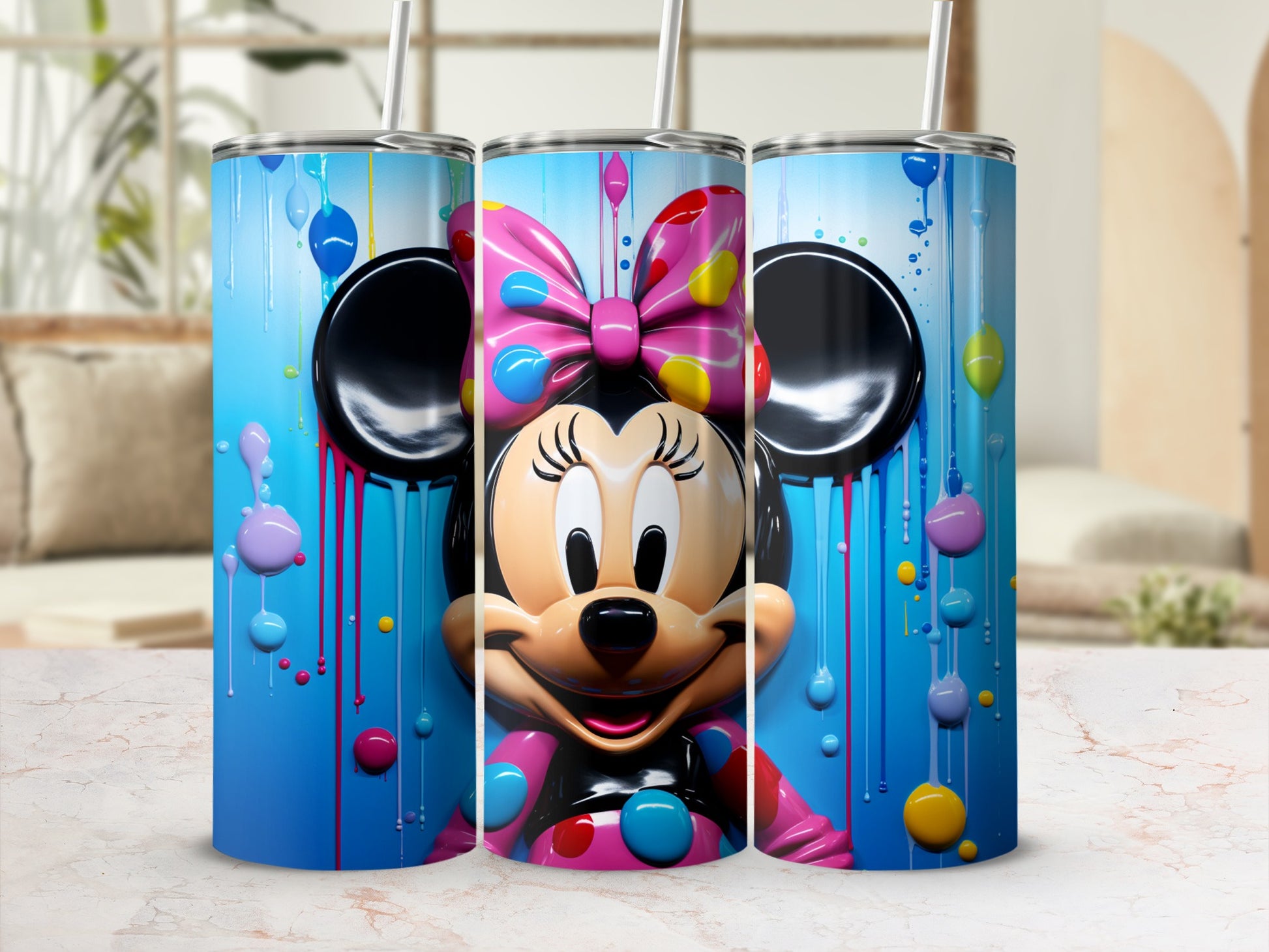 Colorful Cartoon Character Tumbler with Straw and Lid