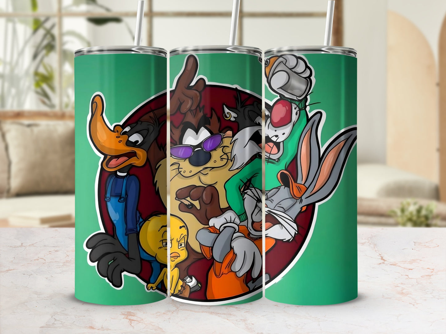 Fun Cartoon Characters Green Stainless Steel Tumbler