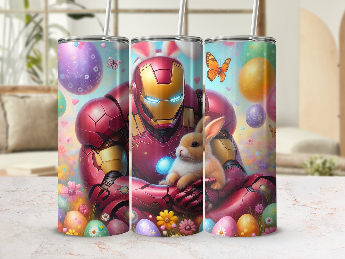Easter Bunny Iron Man Rabbit Eggs Flowers Butterflies product type