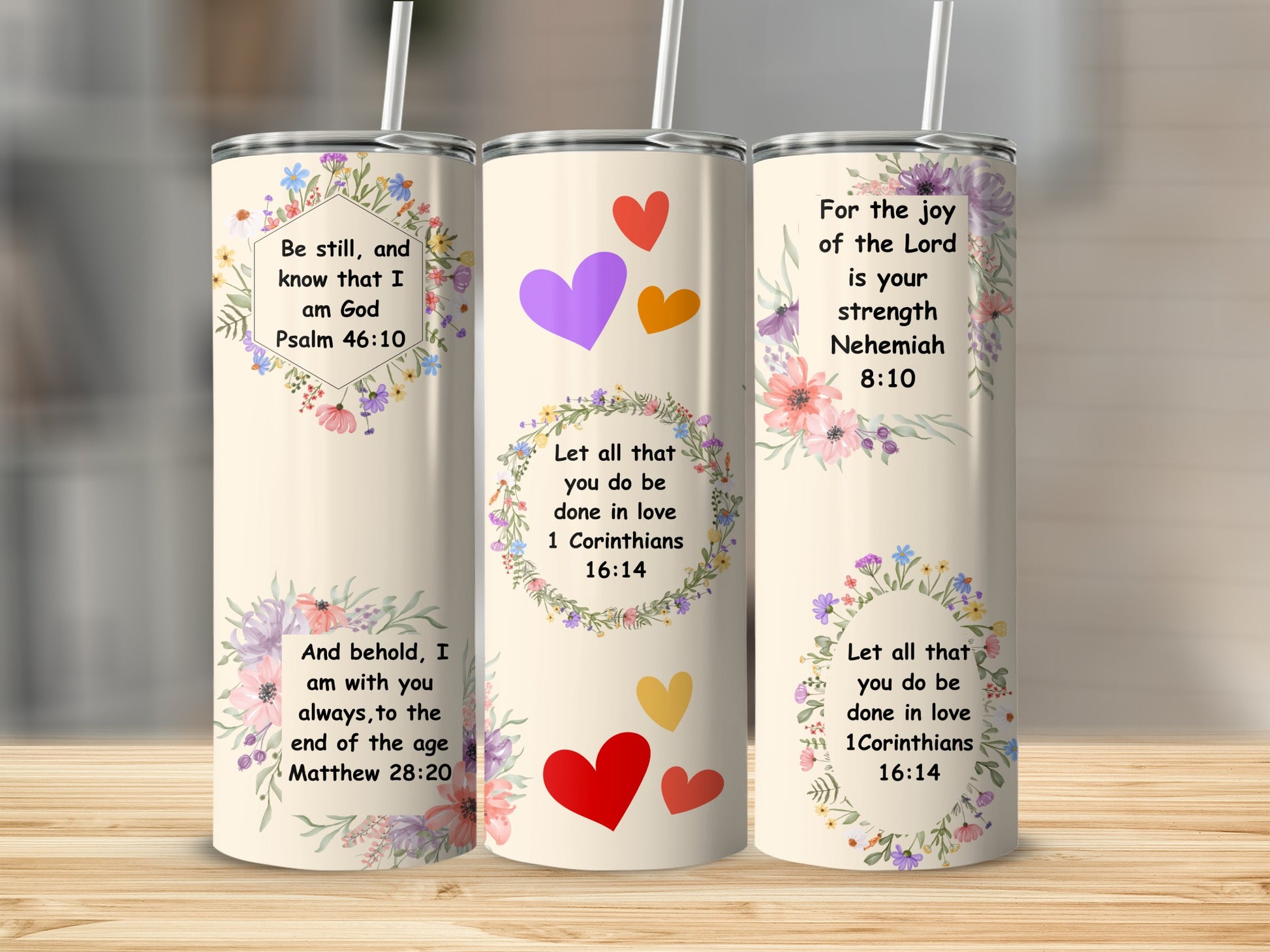 Inspirational Quotes Tumbler with Floral Design
