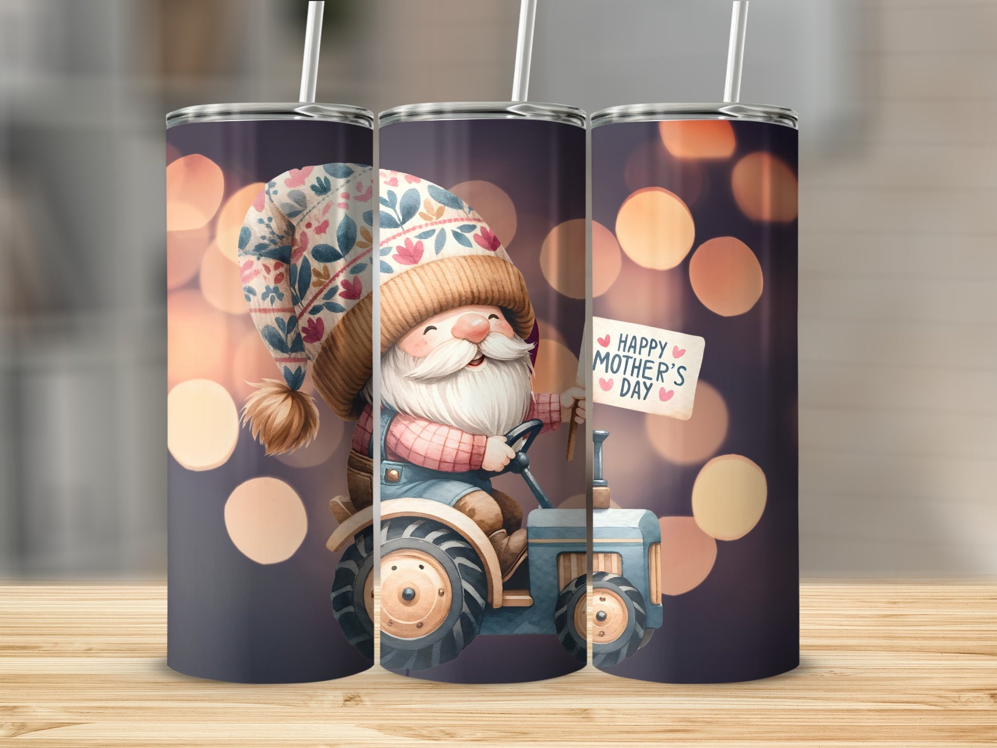 Happy Mother's Day Gnome on Tractor Tumbler