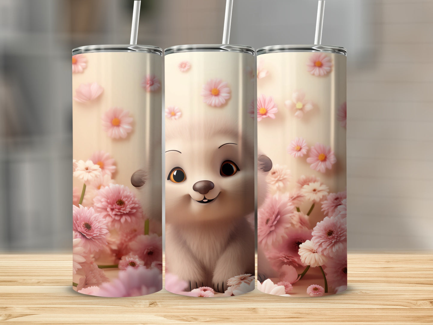 Cute Animal Pink Flowers Floral Print Design product type