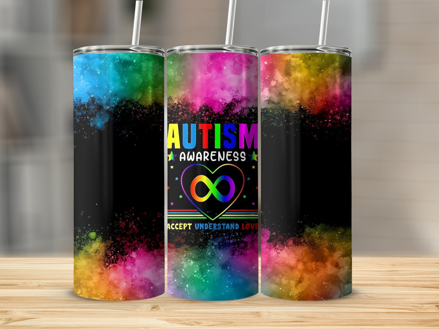 Autism Awareness Colorful Tumbler 20oz Stainless Steel
