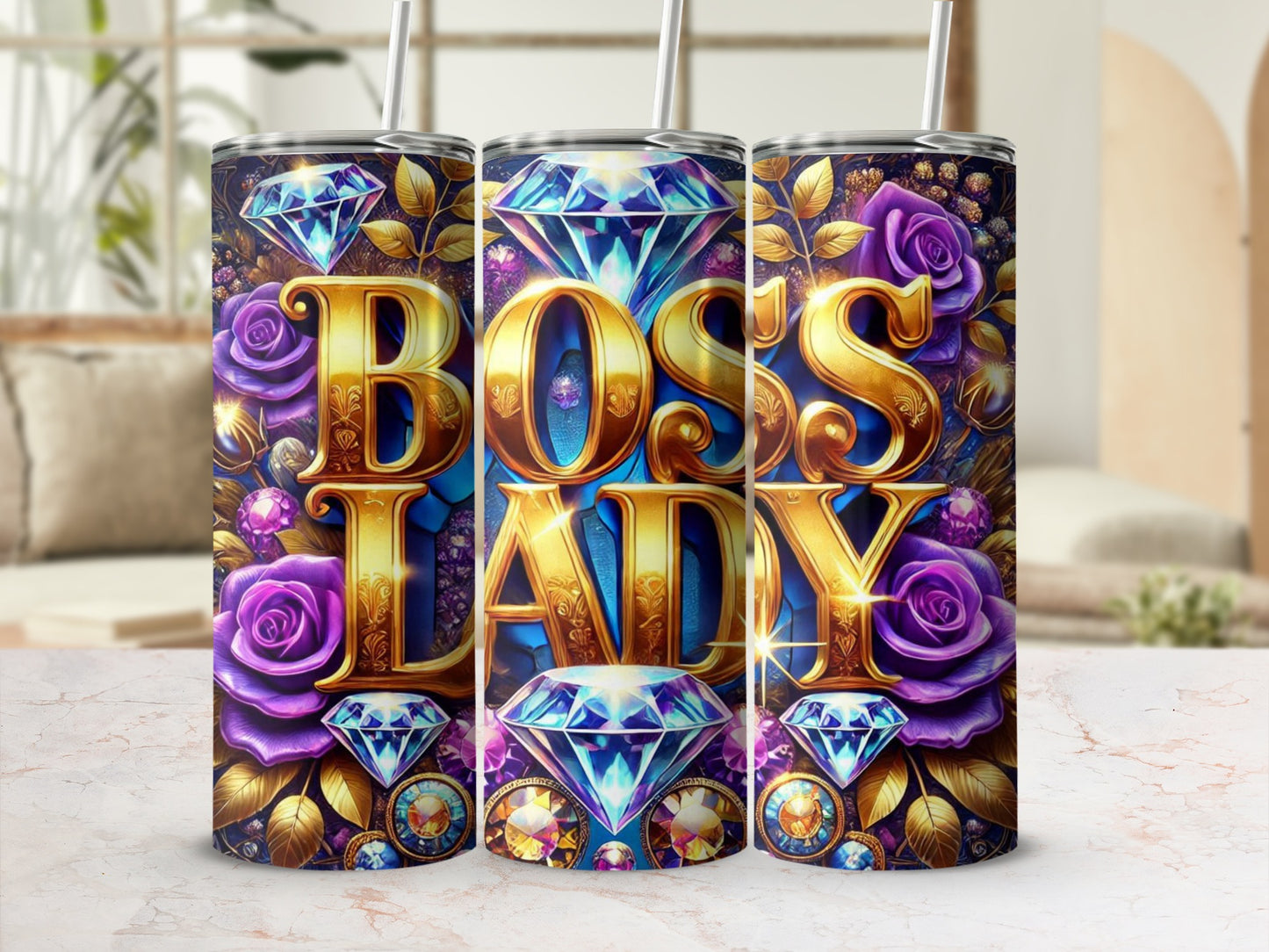 Boss Lady with Roses and Diamonds Tumbler