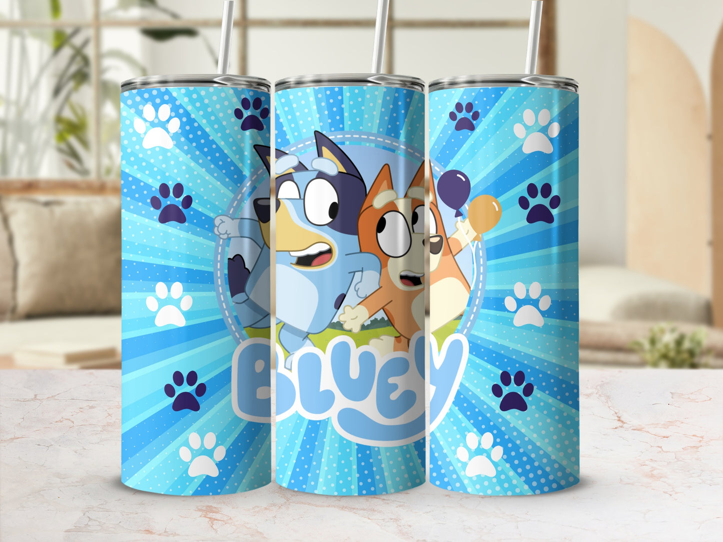 Bluey and Friends Paw Print Design Tumbler Product