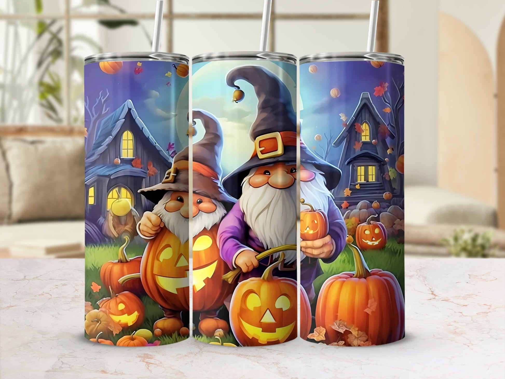 Halloween Gnomes and Pumpkins Tumbler for Halloween