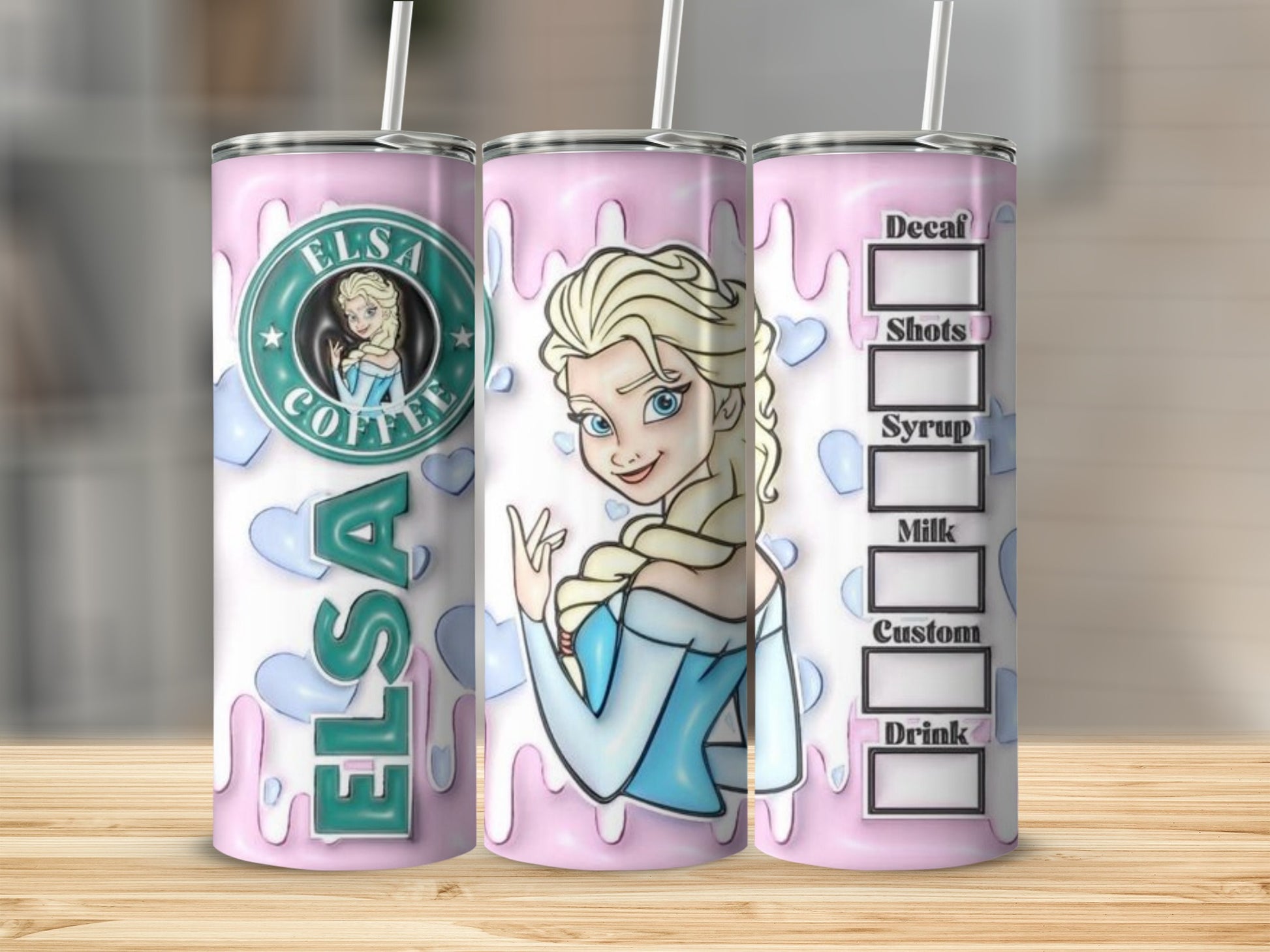 Elsa Coffee Themed Tumbler with Custom Drink Options