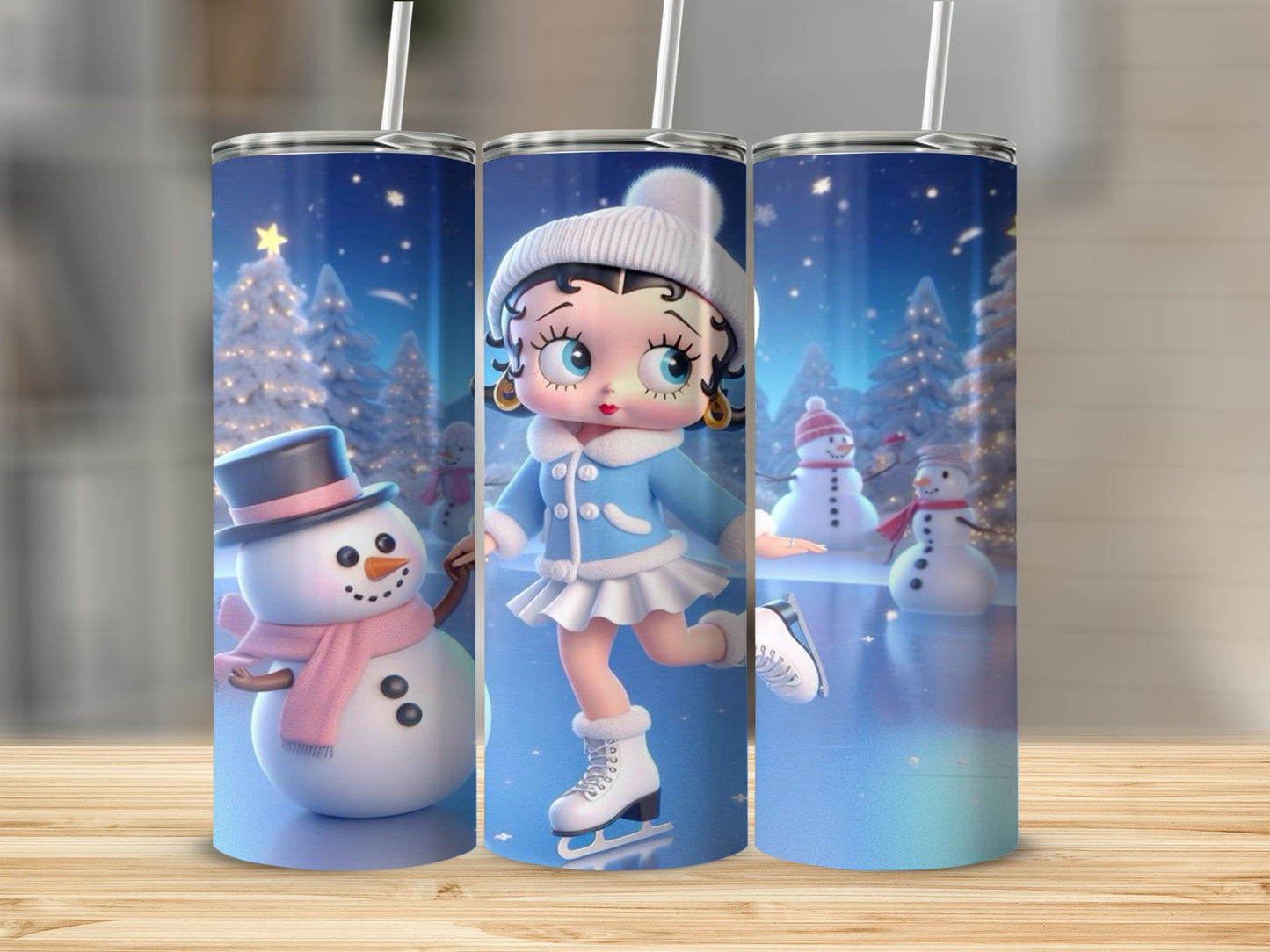 Winter Wonderland Snowman and Skater Tumbler