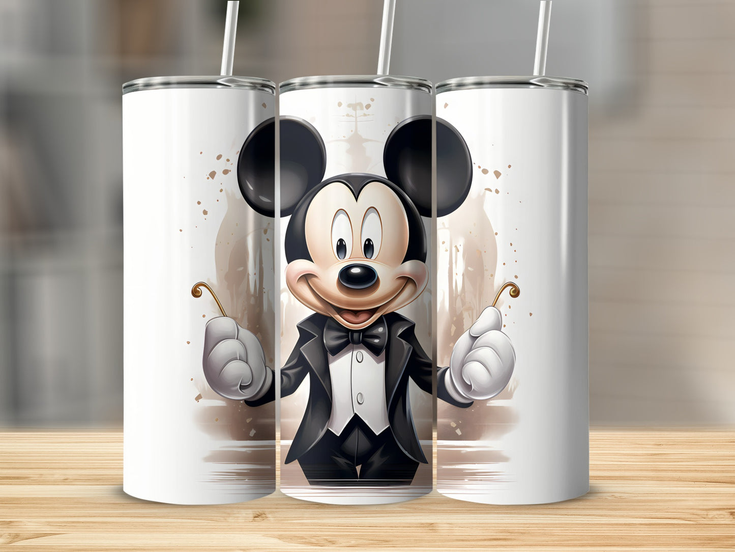 Elegant Mickey Mouse Tumbler with Black Tuxedo Design