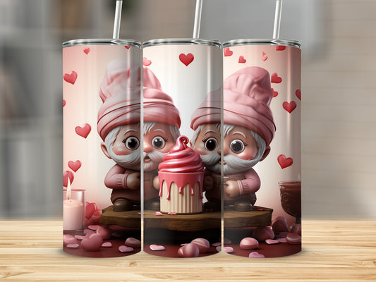 Adorable Gnomes with Cupcake Cute Valentines Day Tumbler
