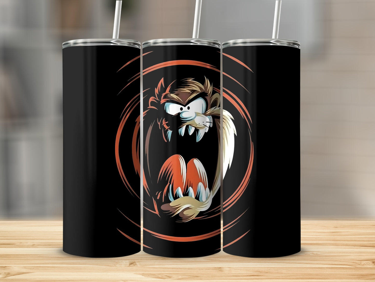 Wild Cartoon Character Black Tumbler Design