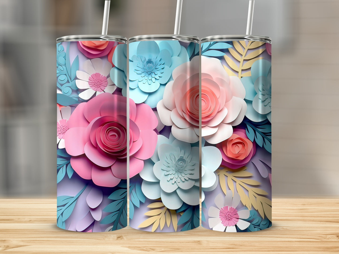 Vibrant Floral Design Insulated Beverage Tumbler