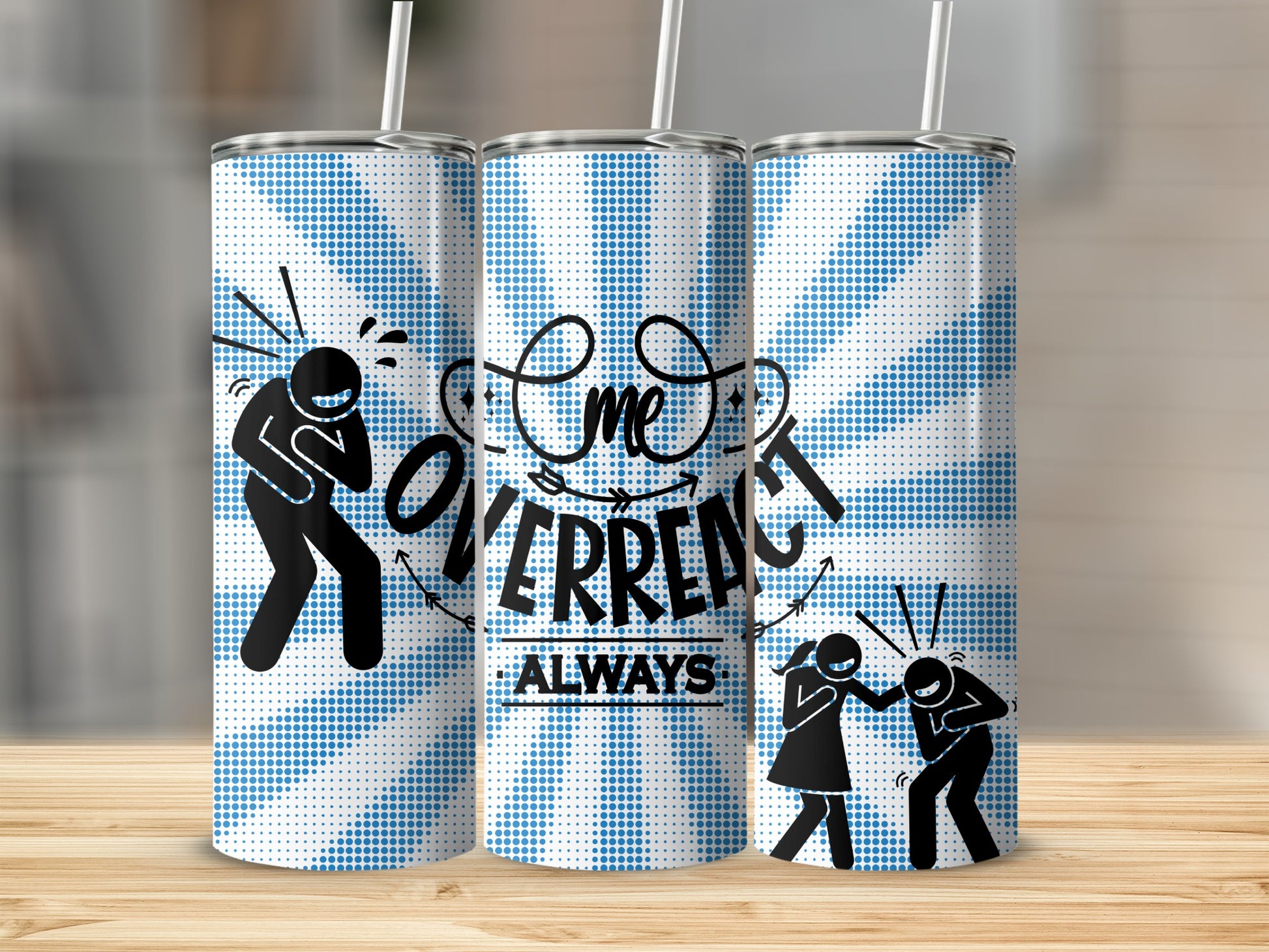 Funny Quote On Blue Comic Style Tumblers