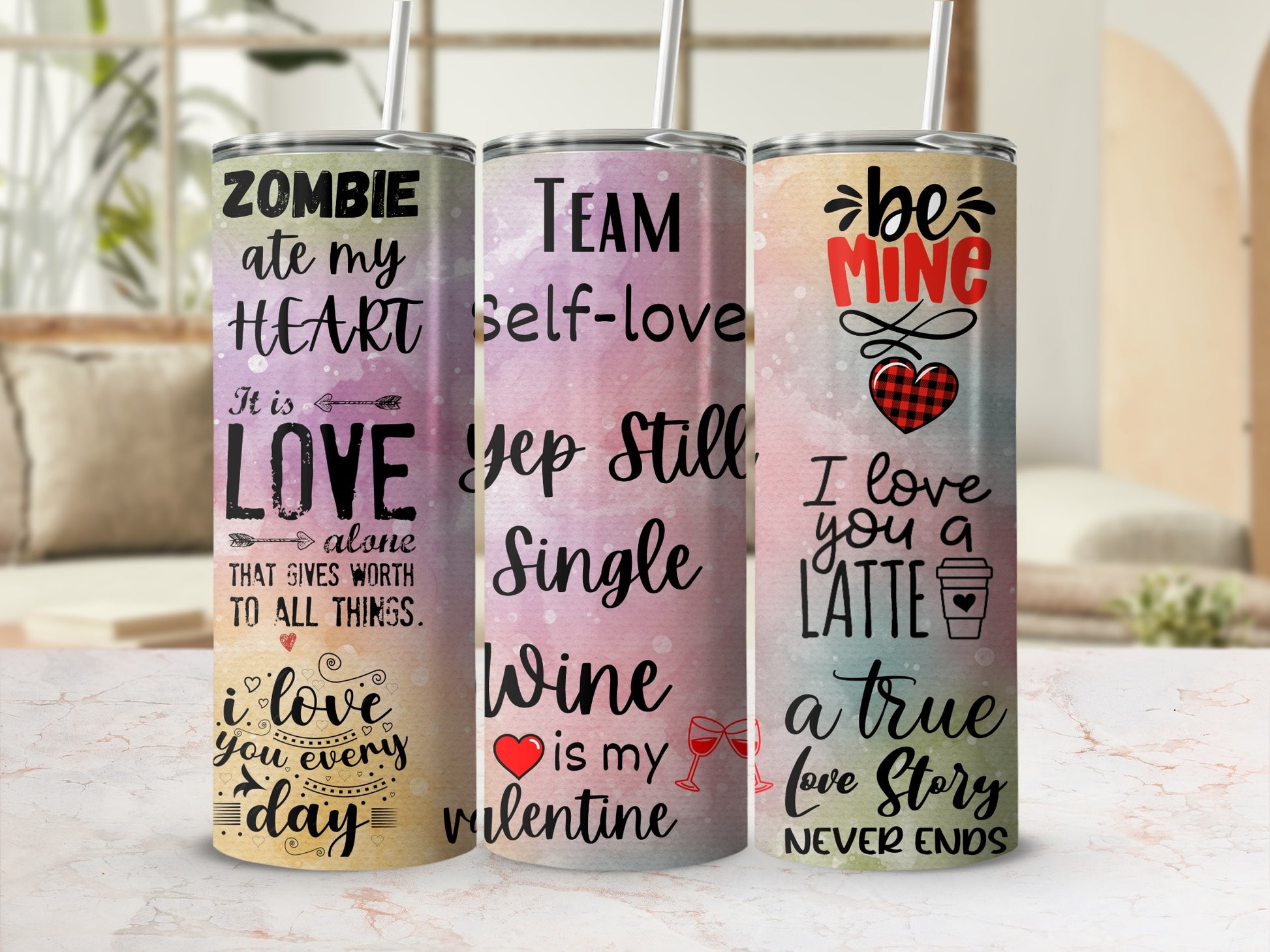 Valentine's day themed tumblers for gifting