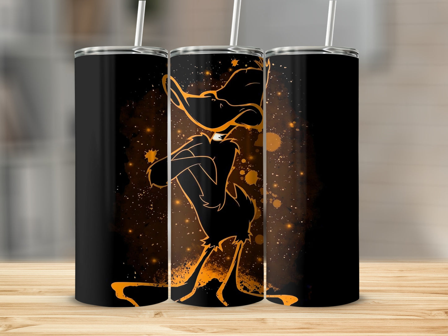 Orange and Black Splatter Abstract Design Tumbler