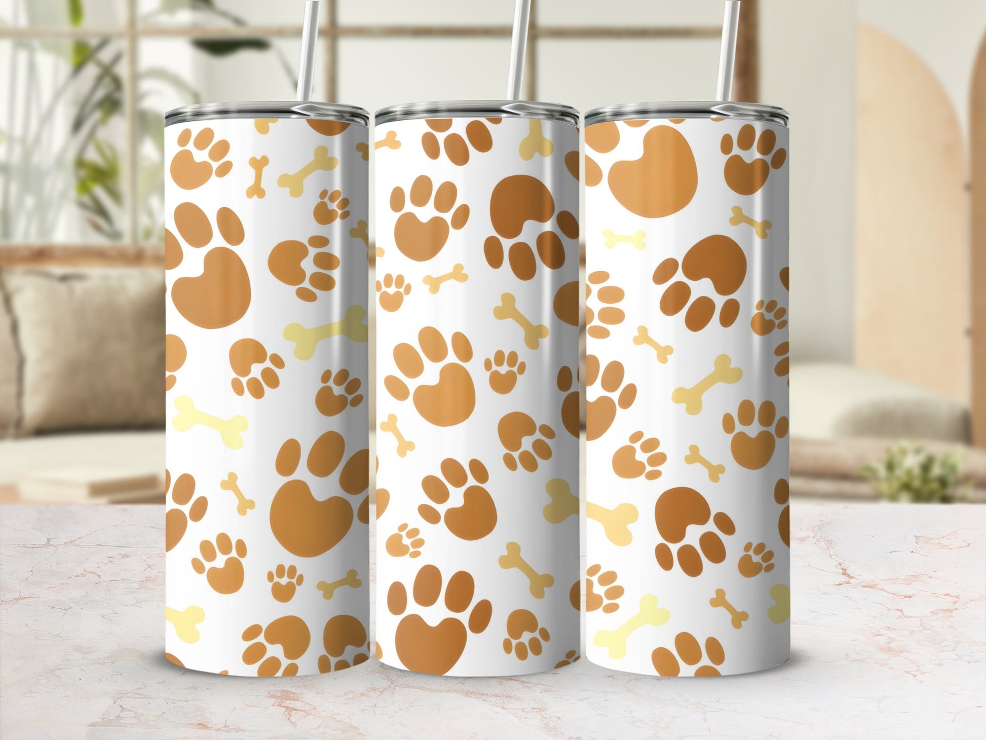 Cute Paw Print and Dog Bone Design Tumbler