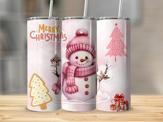 Merry Christmas Snowman with Tree Tumbler Set