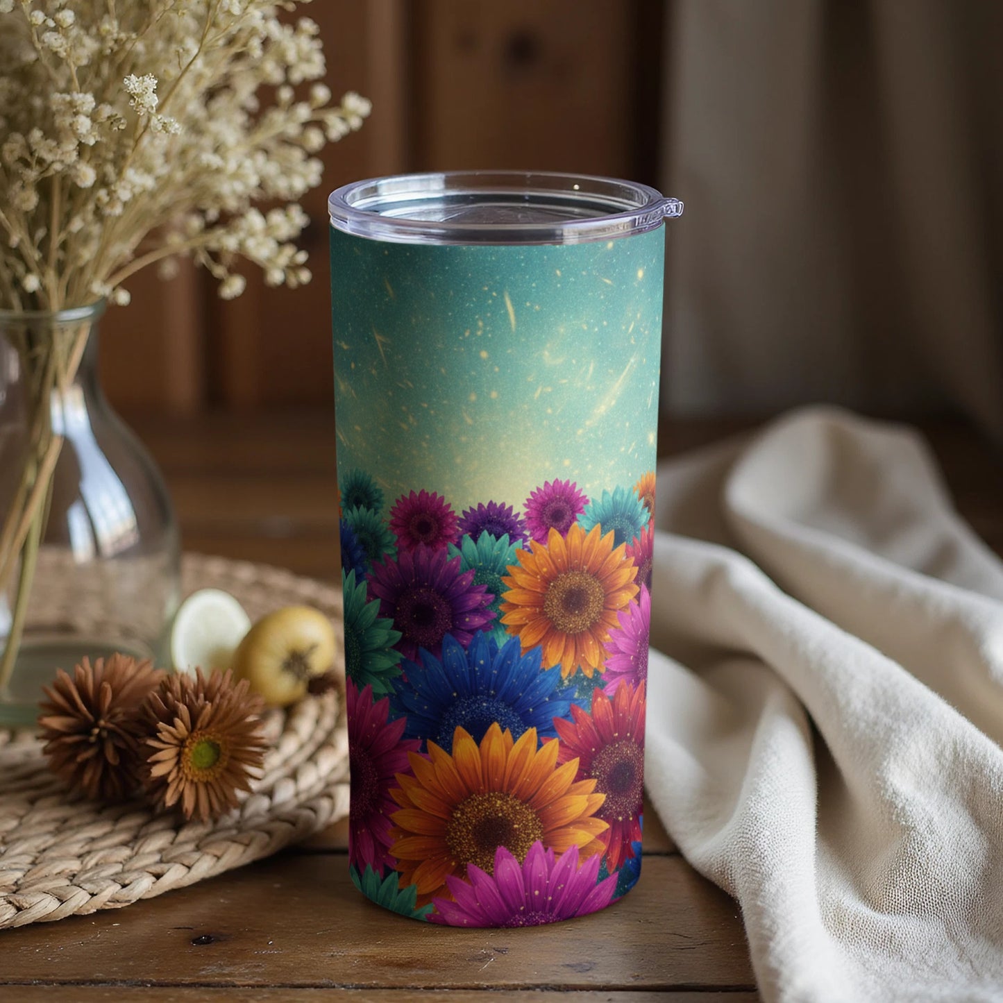 Colorful Floral Pattern Insulated Tumbler