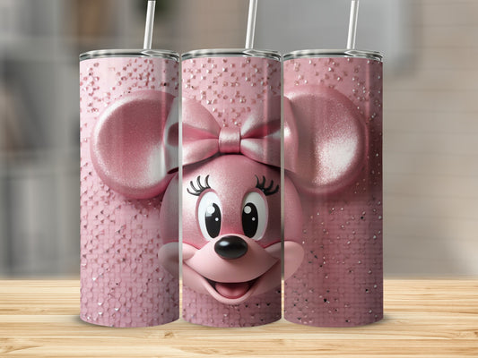 Adorable Pink Minnie Mouse Glittery Drinkware Product