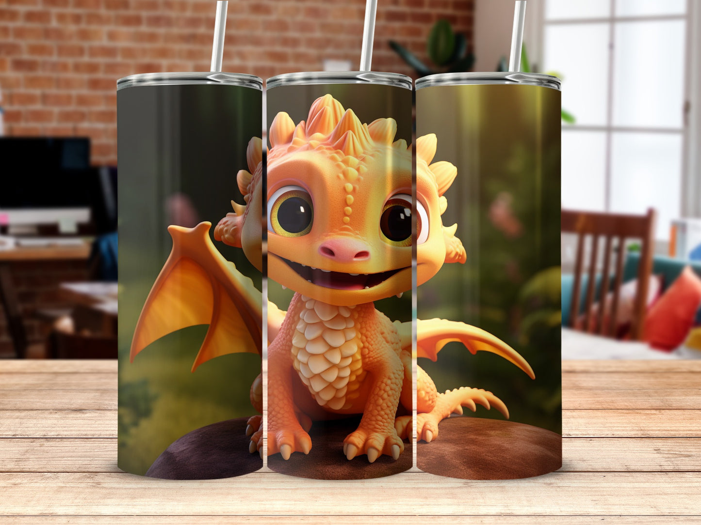 Adorable 3D Cartoon Dragon Design Tumbler for Kids