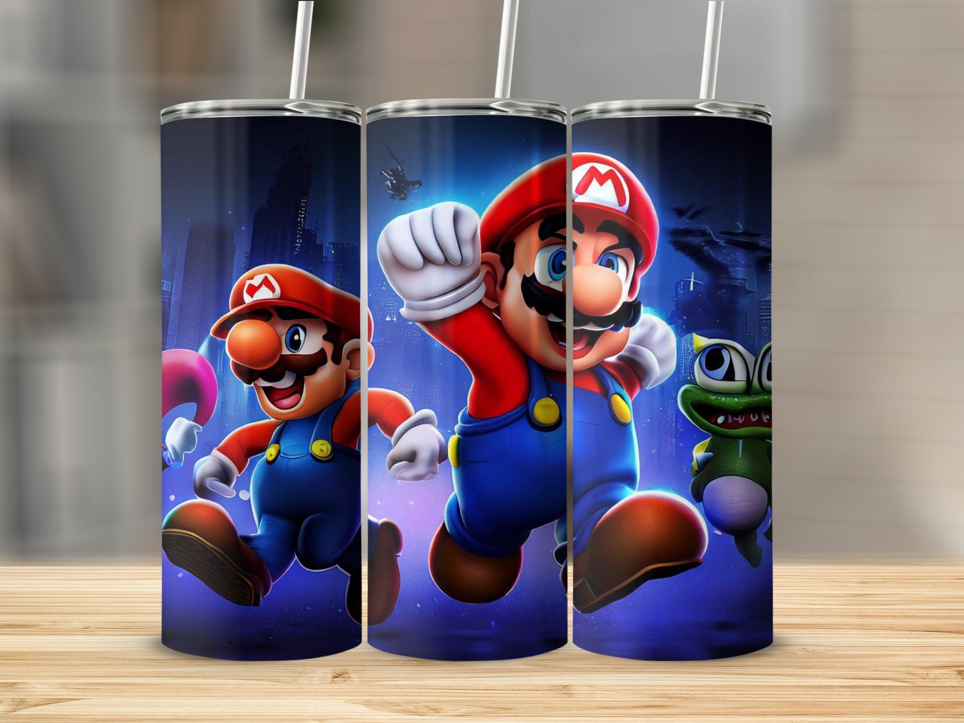 Colorful Mario Running Scene Insulated Tumbler Cup