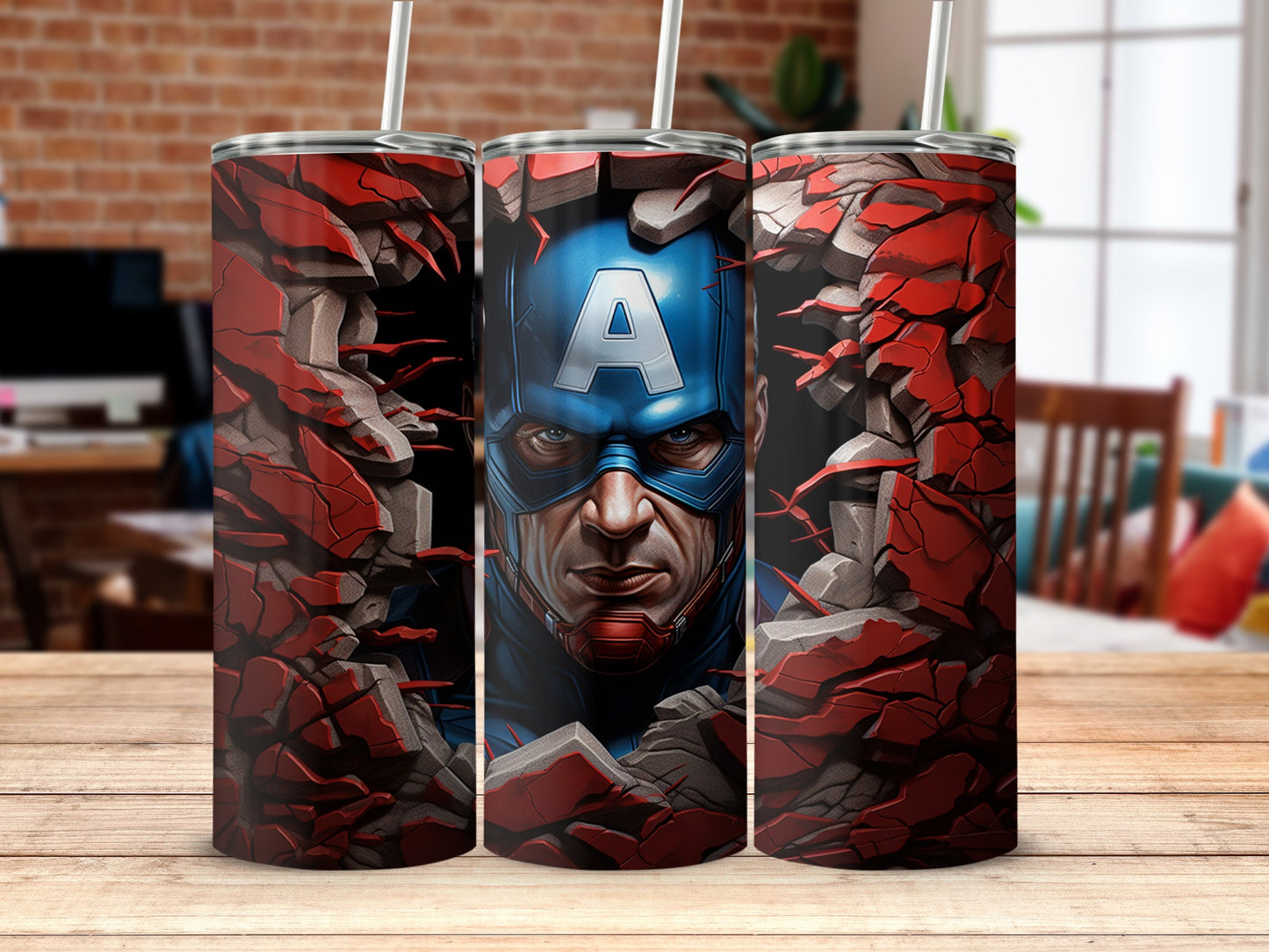 Captain America Breaking Through Wall Art Print