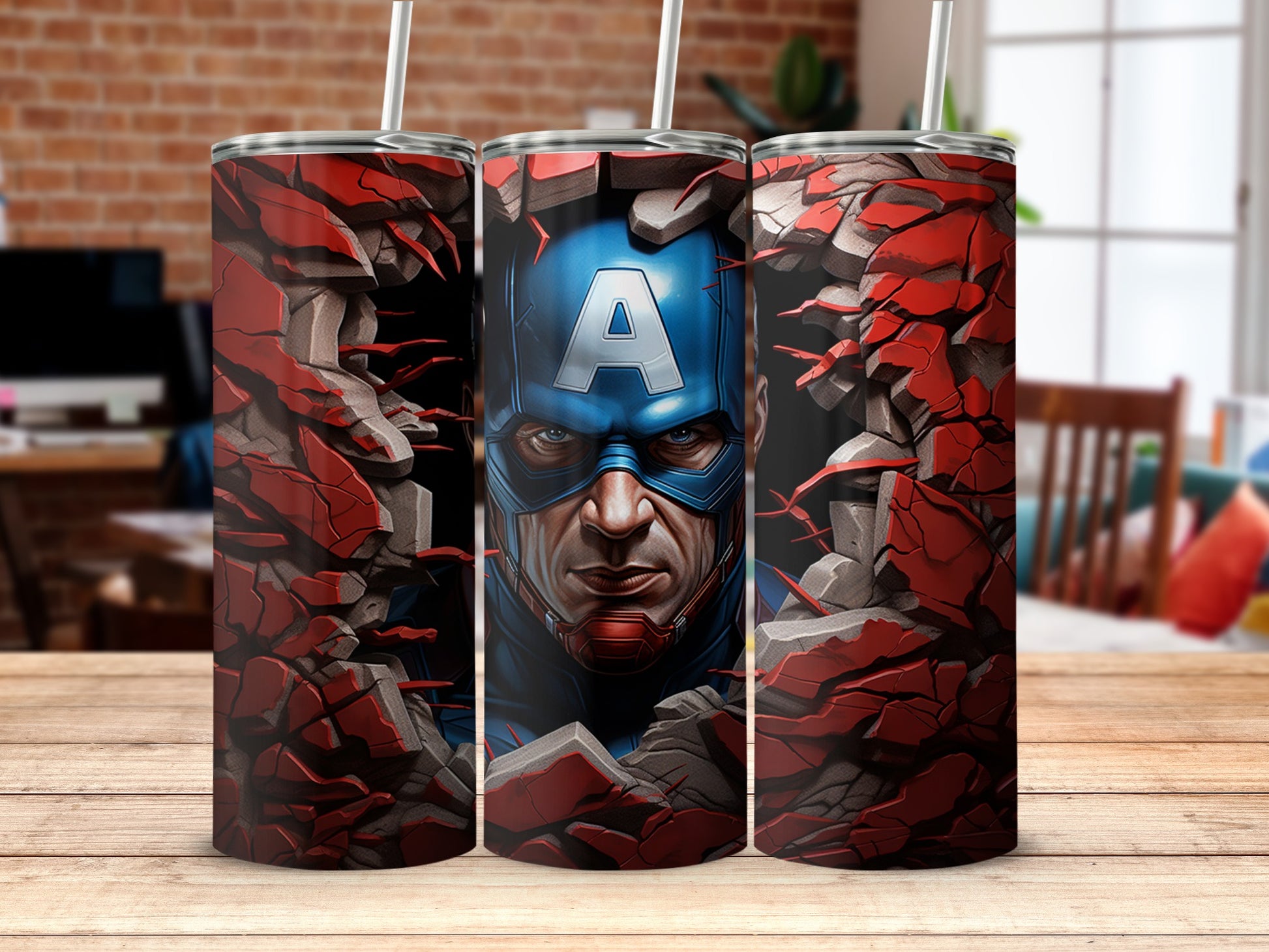 Captain America Breaking Through Wall Art Print