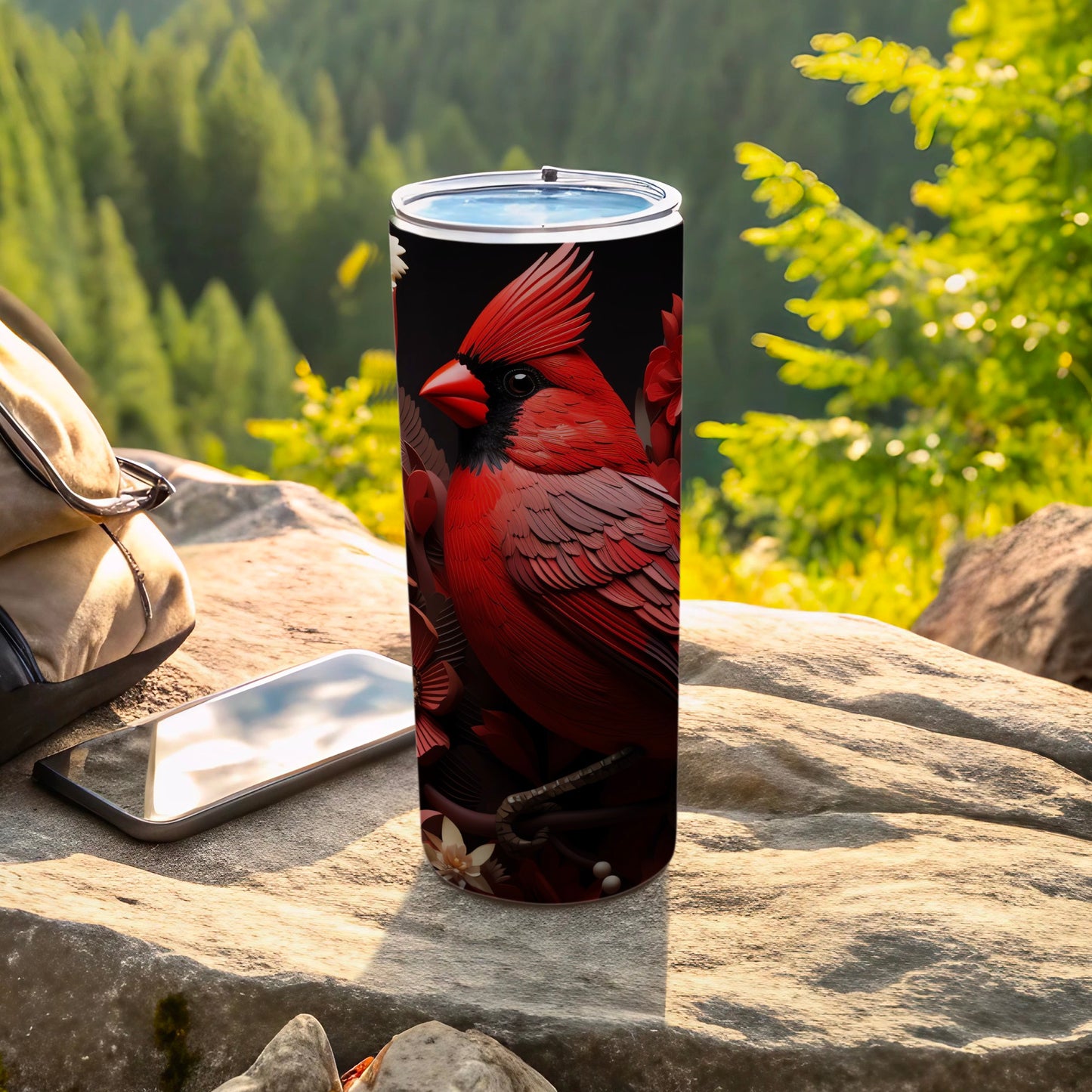 Vivid Red Cardinal Bird Dark Floral Design Tumbler product type
Cardinal bird
Red bird
Bird lover
Wildlife art
Nature inspired
Tumbler
Drinkware
Custom tumbler
Insulated cup
Coffee cup
Travel mug
Gift idea
Unique design
Floral pattern
Dark background
Forest bird
Feathered friend
Outdoor lifestyle
Birdwatching
Decorative tumbler