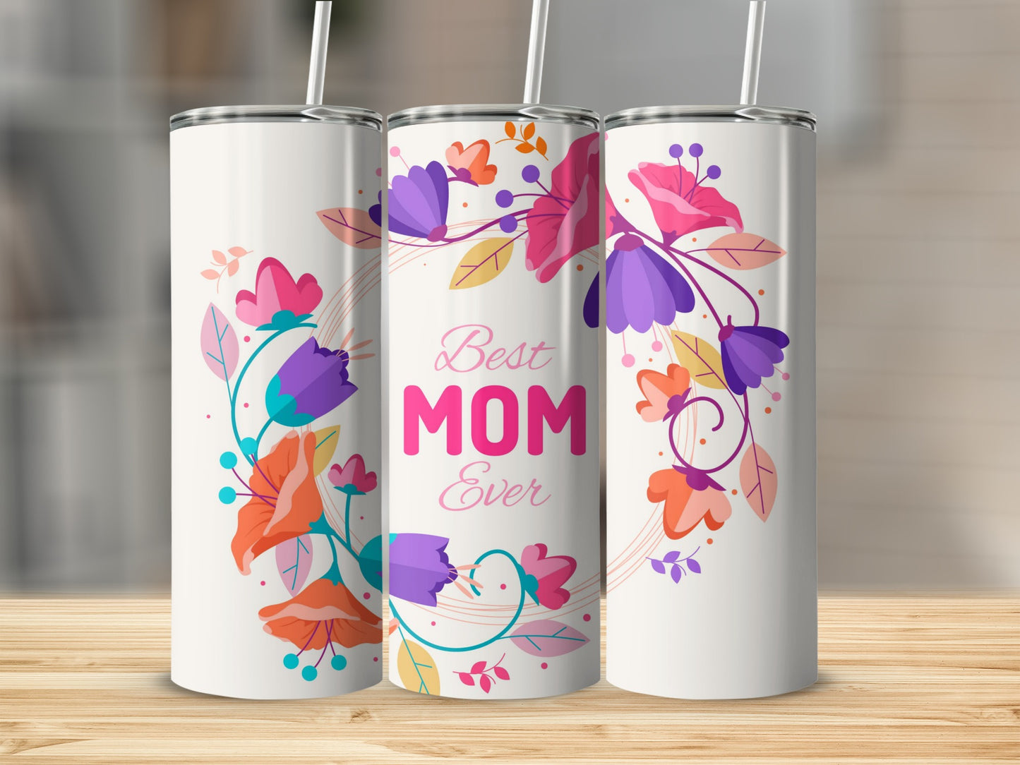 Best Mom Ever Floral Design Tumbler Product