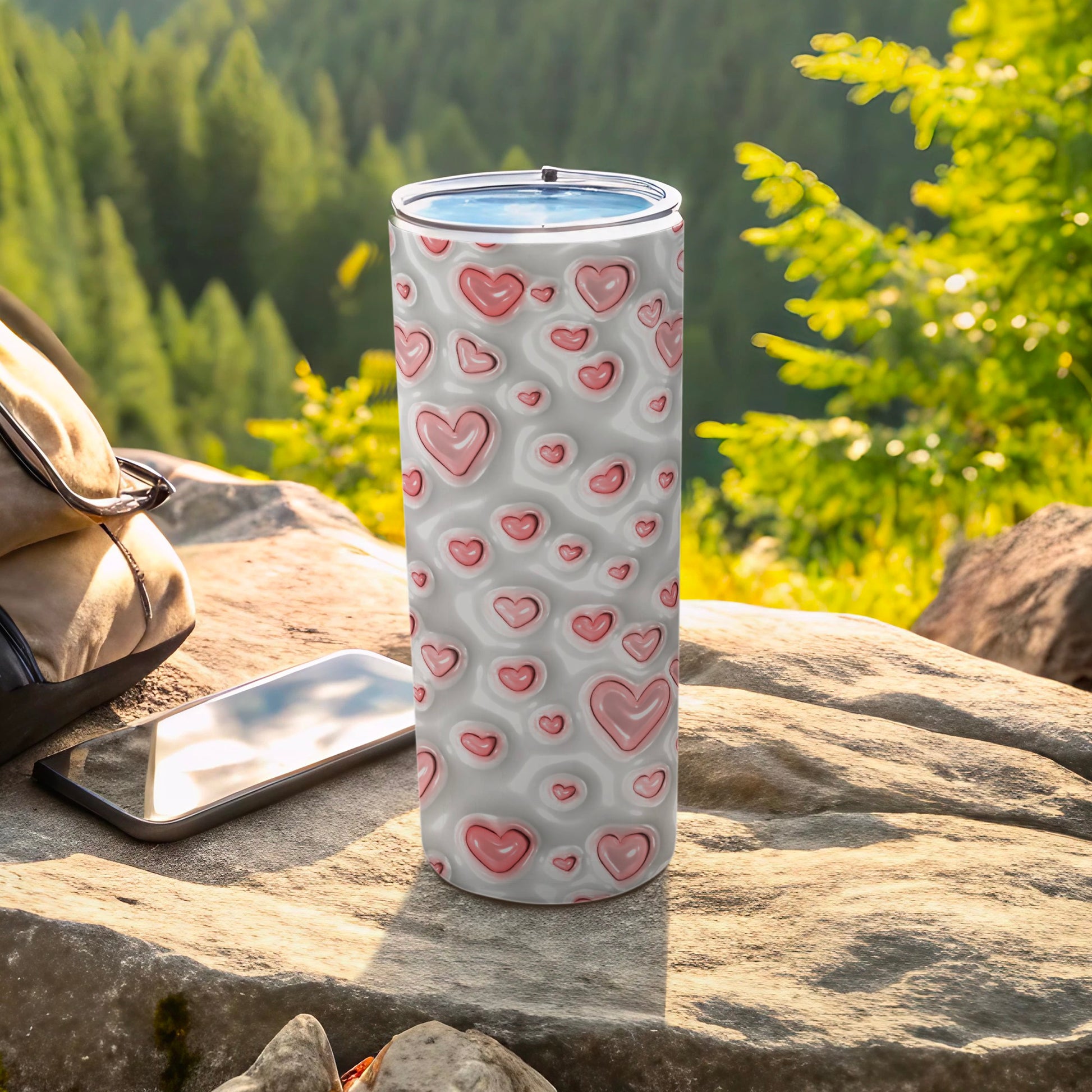Pink Hearts Pattern Textured Design Tumbler product type