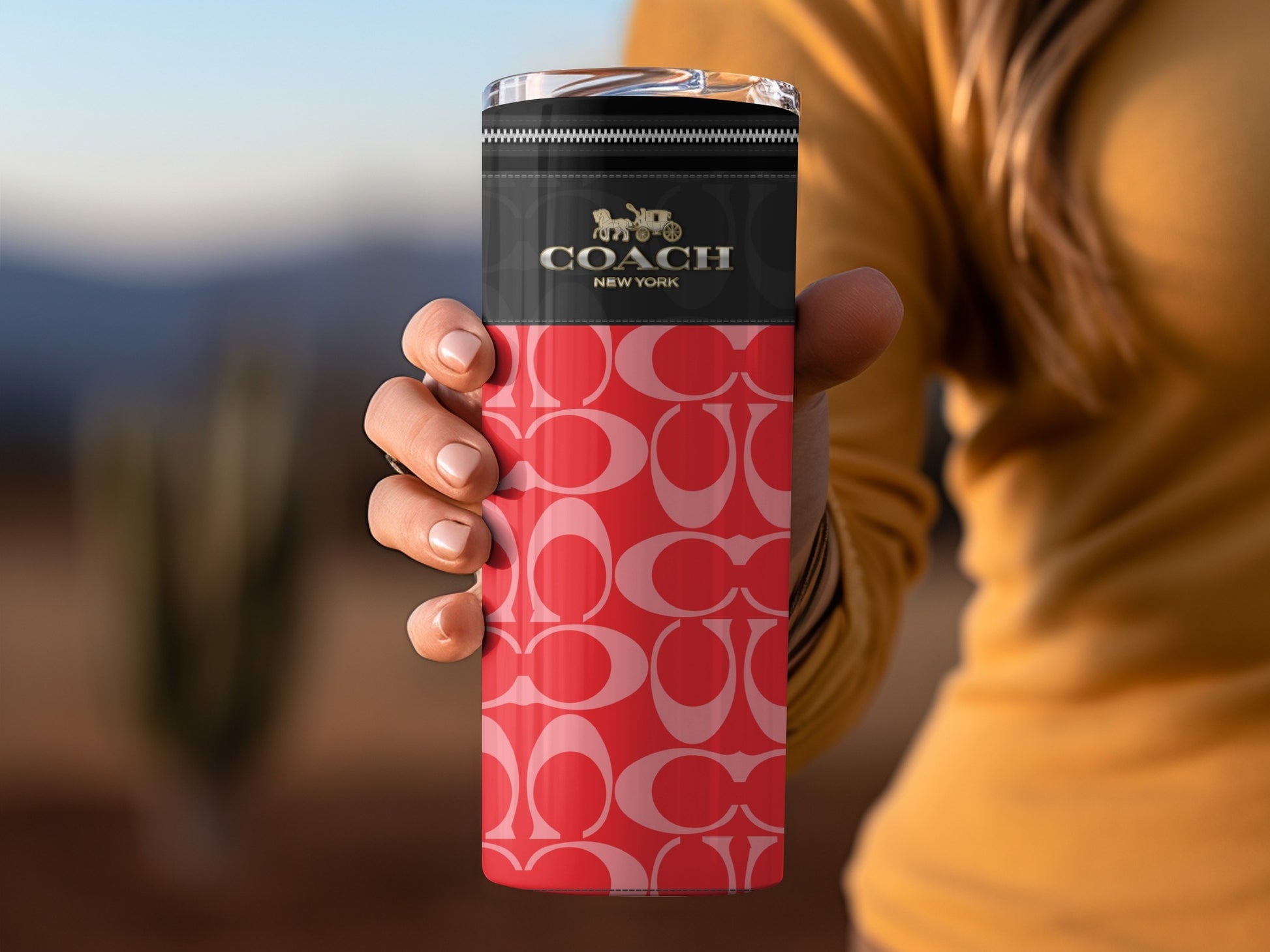 Coach New York Signature Pattern Tumbler Flask