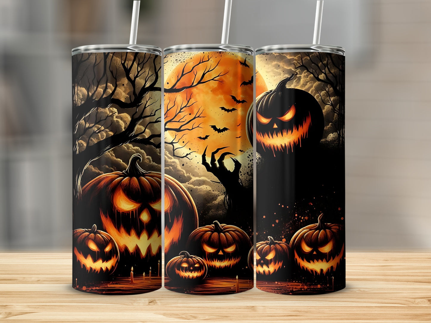Spooky Halloween Pumpkin Scene Tumbler product