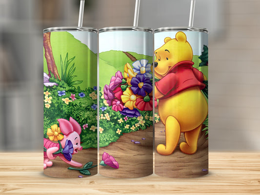 Winnie the Pooh Piglet Flowers Cartoon Spring Nature Tumblers