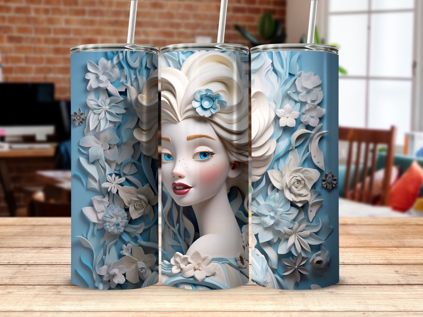 Beautiful Blue Floral Themed Tumbler Product