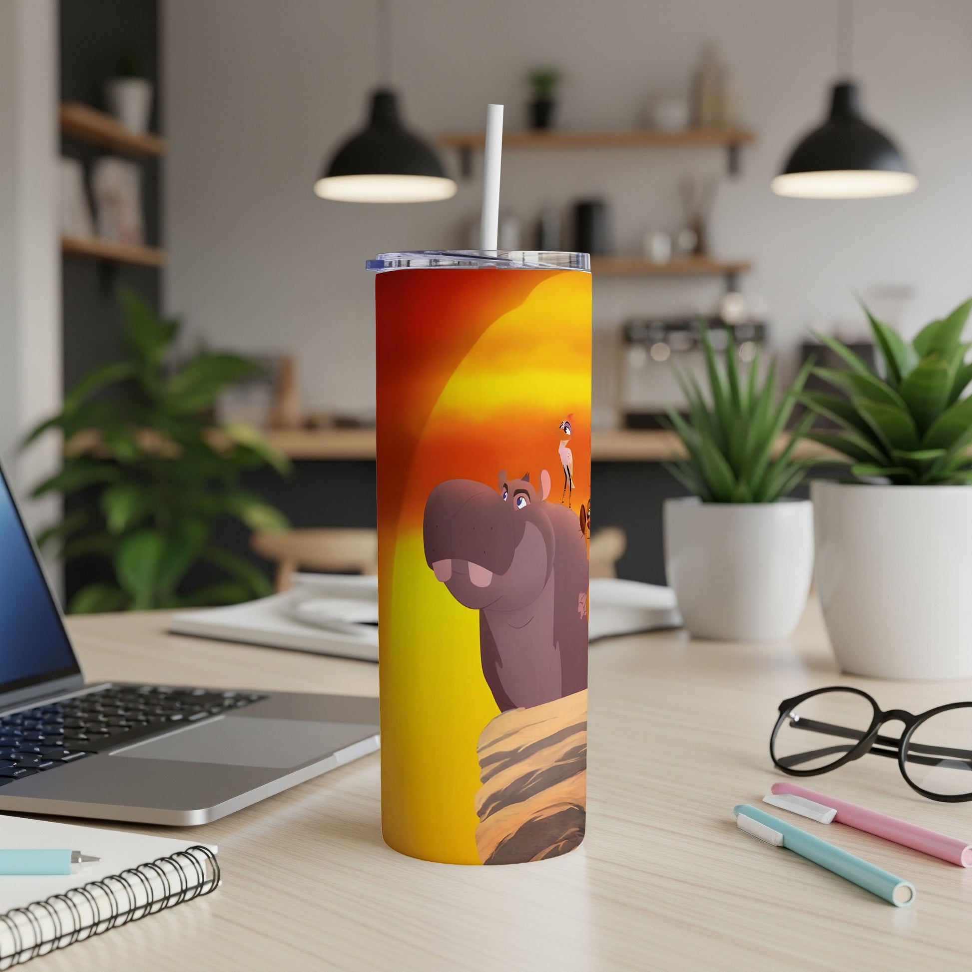Kion and Ono from The Lion Guard on a colorful tumbler.